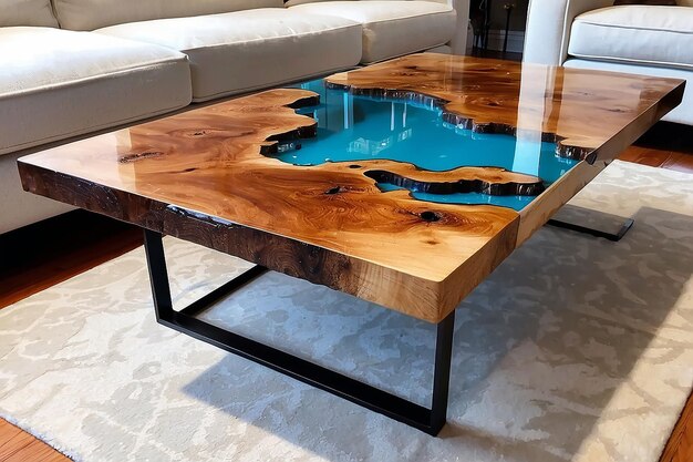 Photo diy epoxy resin coffee table