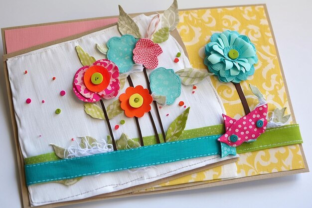 DIY Fabric Collage Birthday Card