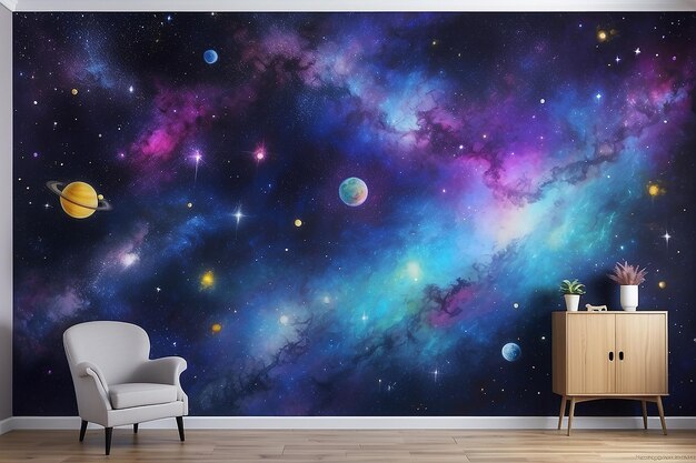 DIY Galaxy Painted Wall with Cosmic Colors