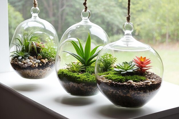 Photo diy hanging plant terrariums greenery suspended in air
