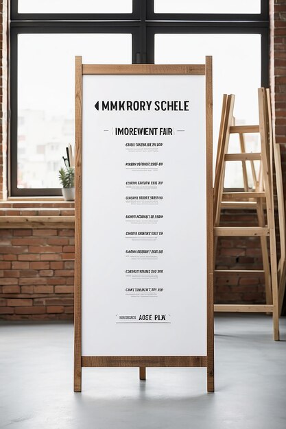 DIY Home Improvement Fair Workshop Schedule Signage Mockup with blank white empty space for placing your design