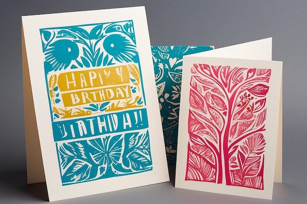 Photo diy lino print birthday card