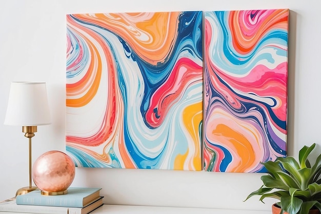 Photo diy marbled paper wall art