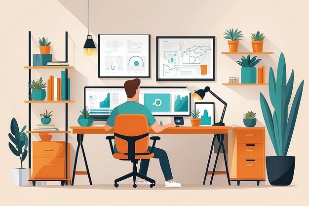 DIY Office Furniture Custom Crafted Vector Scene