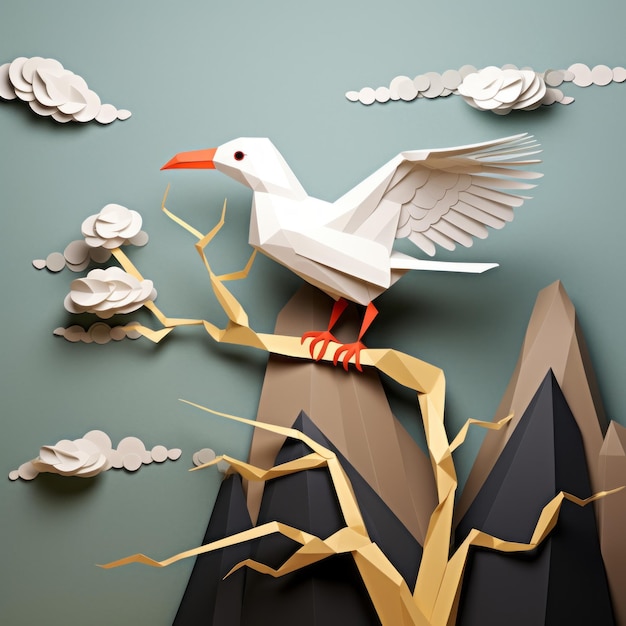 写真 diy polygon seagull paper craft tree branch デザインチュートリアルについて