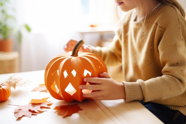 Diy pumpkin celebration little girl's handmade lantern