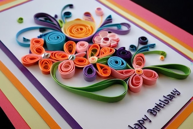 DIY Ribbon Quilling verjaardagskaartje