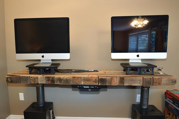 Photo diy standing desk made from repurposed materials