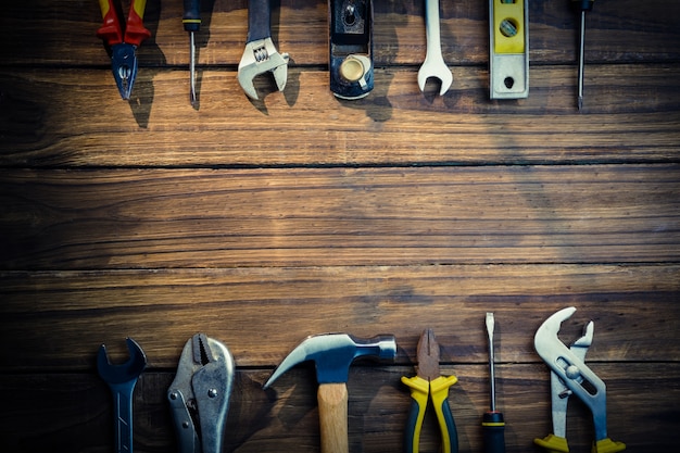 Photo diy tools laid out on table