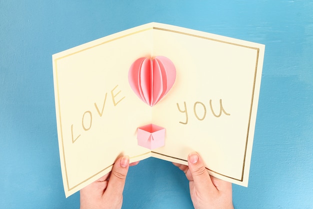 Photo diy valentines day greeting card on 14 february