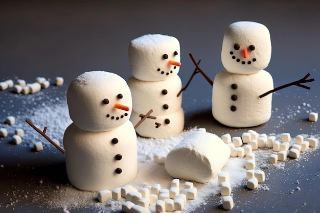 DIY witte marshmallows Grappige marshmallow kerstsneeuwpop voor kinderen stap voor stap