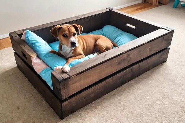 DIY Wooden Crate Pet Bed