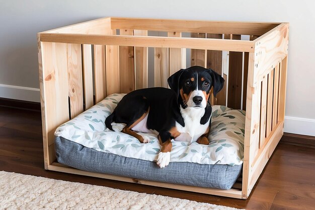 Photo diy wooden crate pet bed