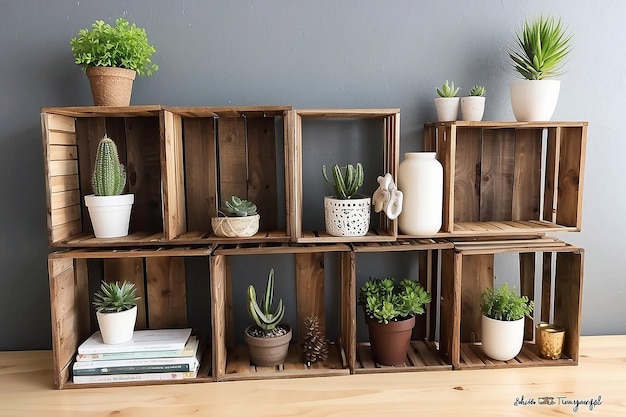 DIY Wooden Crate Shelving