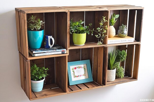 DIY Wooden Crate Shelving