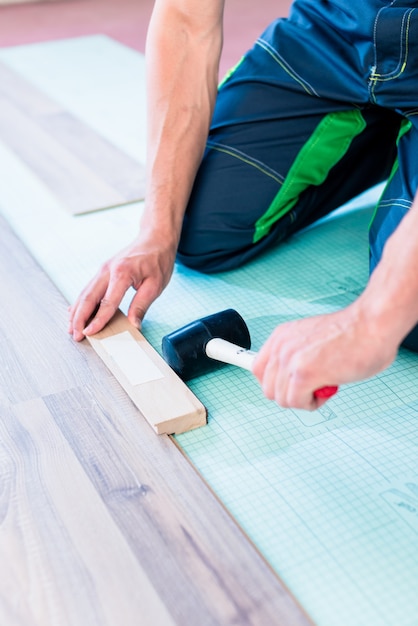 DIY workman flooring apartment floor