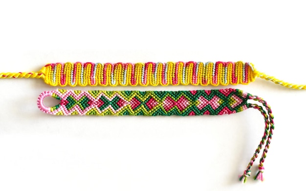 DIY woven friendship bracelets with different braiding