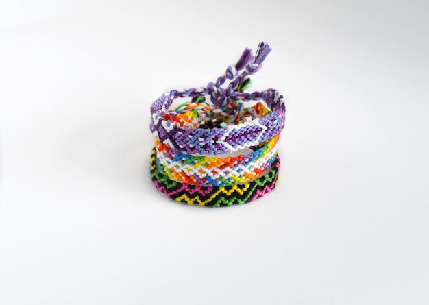 DIY woven friendship bracelets with unusual braiding Summer accessory