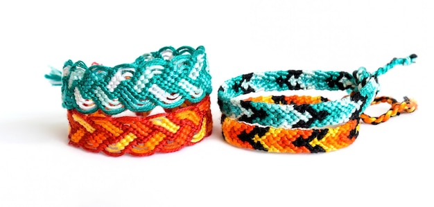 DIY woven friendship bracelets with unusual braiding Summer accessory