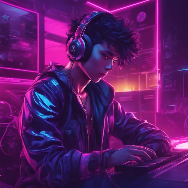 A Dj boy with digital headphone