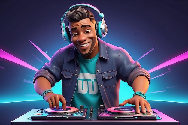 Photo dj cartoon character illustration