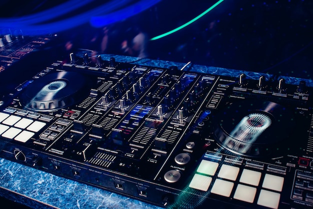 DJ controller panel on for professional music and sound