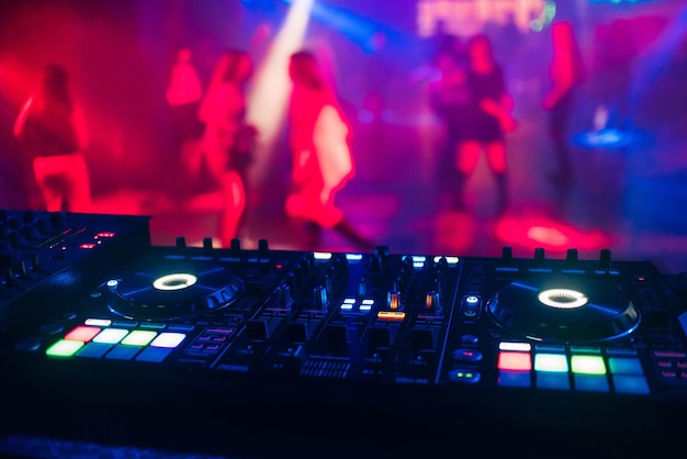 DJ controller panel on for professional music and sound