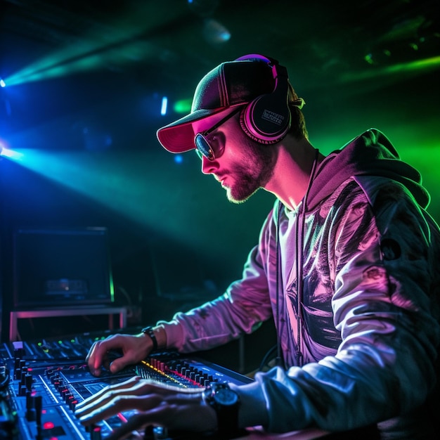 dj disck jockey playing music in a night club