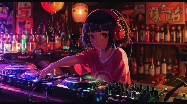 DJ'en van een Japanse animatie personage