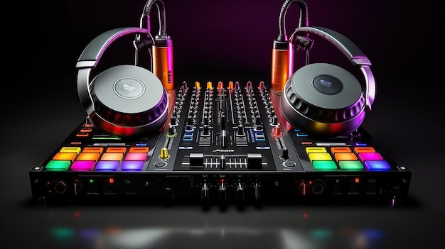 Dj equipment player and console with headphones