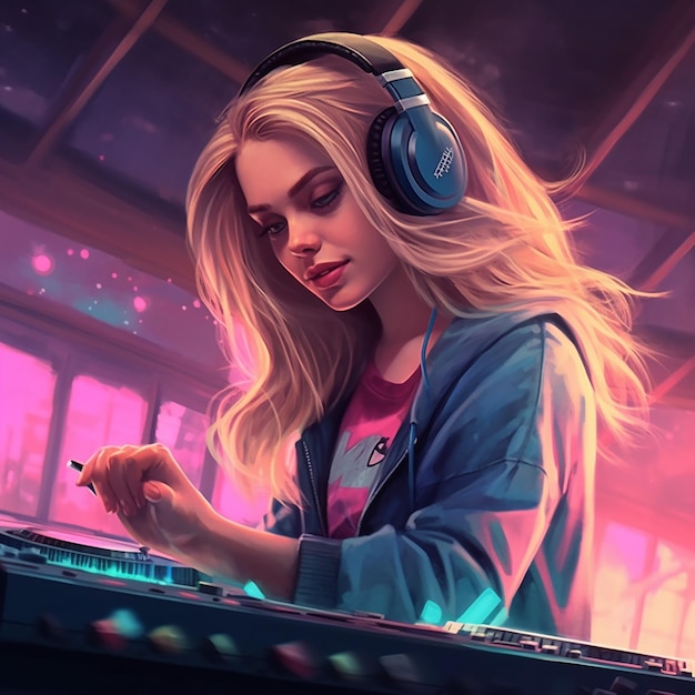 a dj girl playing the music