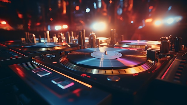 Dj mixer in nightclub