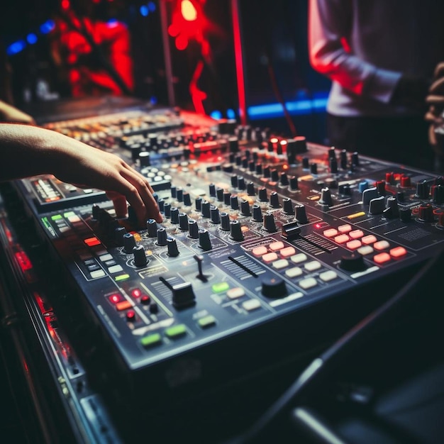 a dj mixing a track on a mixer