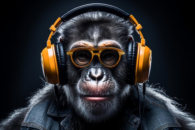 DJ monkey Monkey with headphones