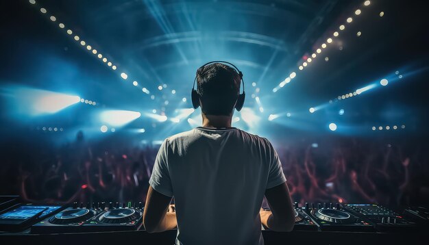 A DJ in a nightclub plays amazing music