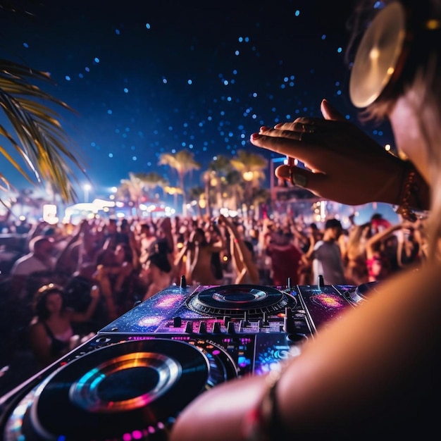Photo a dj playing music in front of a crowd