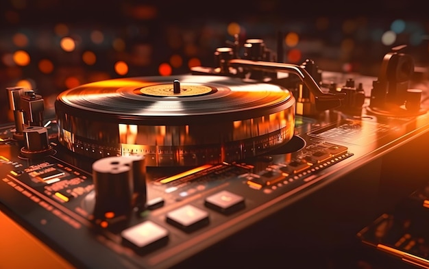 A dj's mixer with a record player on it