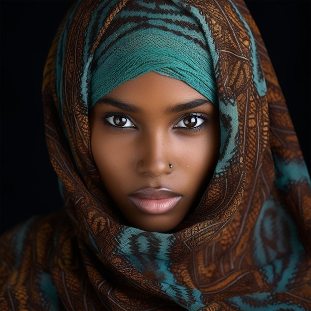 スカーフを着た遠くのジブチの女の子