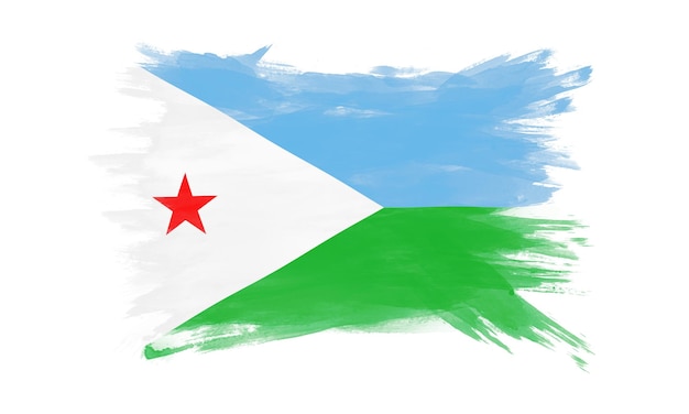 ジブチの国旗のブラシストローク、白い背景の上の国旗