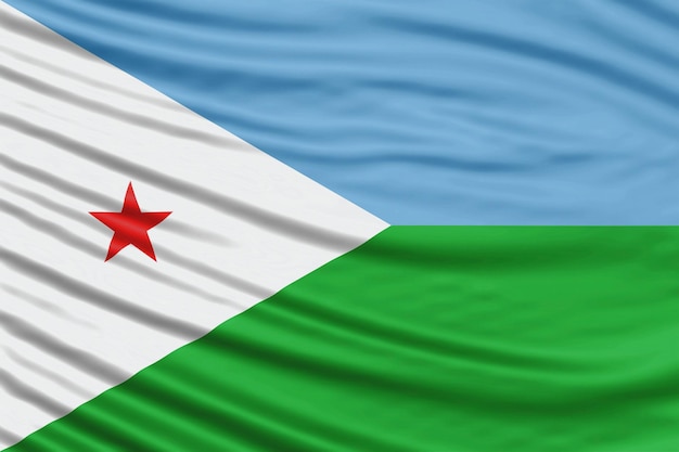 Djibouti Flag Wave Close Up, national flag background