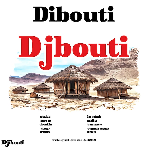 Foto testo di gibuti con stile di design tipografico moderno sans serif collezione di arti paesaggistiche ad acquerello