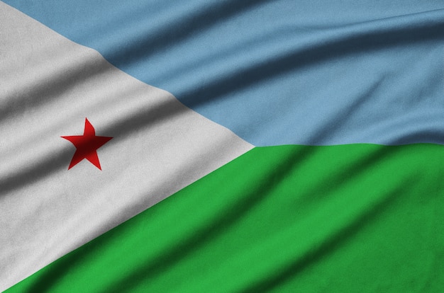 Djibouti vlag met veel plooien.