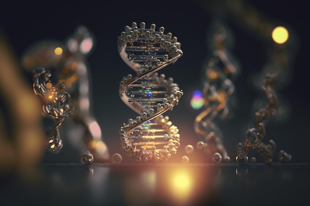 DNA Abstract3d veelhoekig draadframe DNA-molecuul Medische wetenschap genetische biotechnologie chemie biologie gen cel concept achtergrond innovatie technologie concept