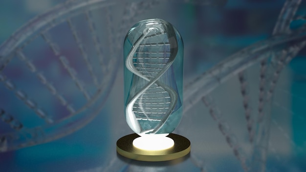 dna in capsule for sci or education concept 3d rendering