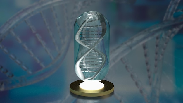 과학 또는 교육 개념 3d 렌더링을 위한 캡슐의 Dna