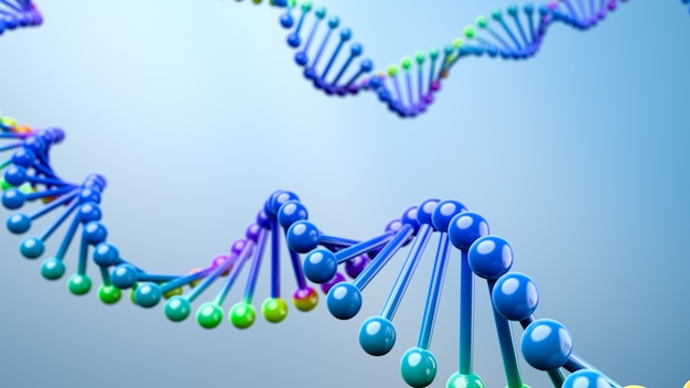 DNA Chain on Blue Background