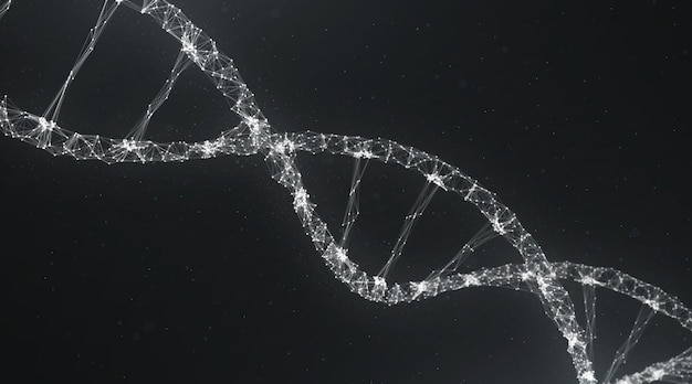 Dna composed of particles and dark background