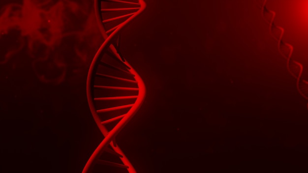 DNA dat in rode 3d illustratie wordt geïsoleerd als achtergrond