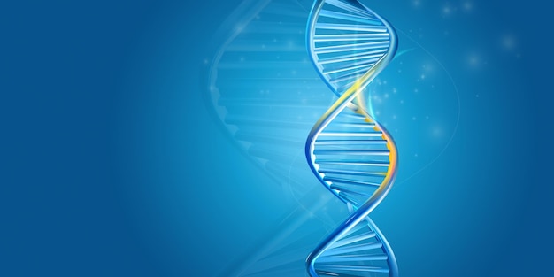 Photo dna double helix on a blue background