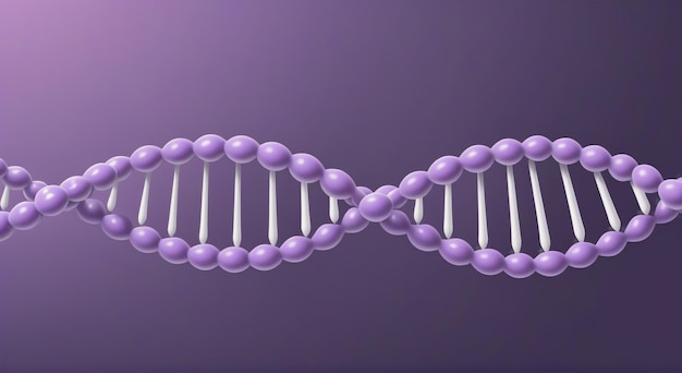 DNA Double Helix Structure on Violet Background Scientific Stock Illustration